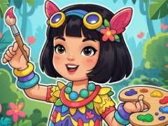 Jungle Girl: Coloring Pages - crazygames,crazy games,free games,h5 game, free play,free crazy games